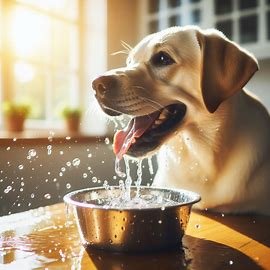 dog drink water from a bowl